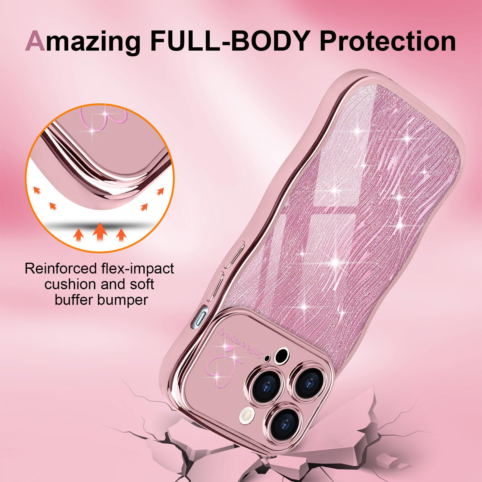 Compatible with iPhone 14 Pro Max Case Glitter Luxury Cute Flexible Plating Cover Camera Protect Shockproof Phone Case for Women Girl Men Design for i | IL