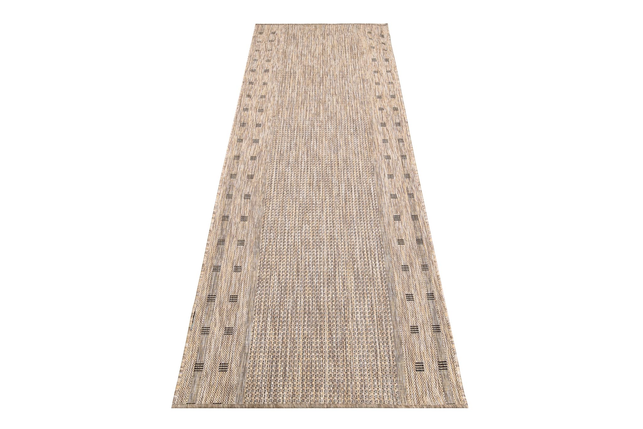 TAPISO Melissa Teppich Läufer Flur Outdoor Indoor Braun Schwarz Modern Design Wetterfest UV-beständig Wohnzimmer Balkon Terrasse ÖKO-TEX 100 x 400 cm