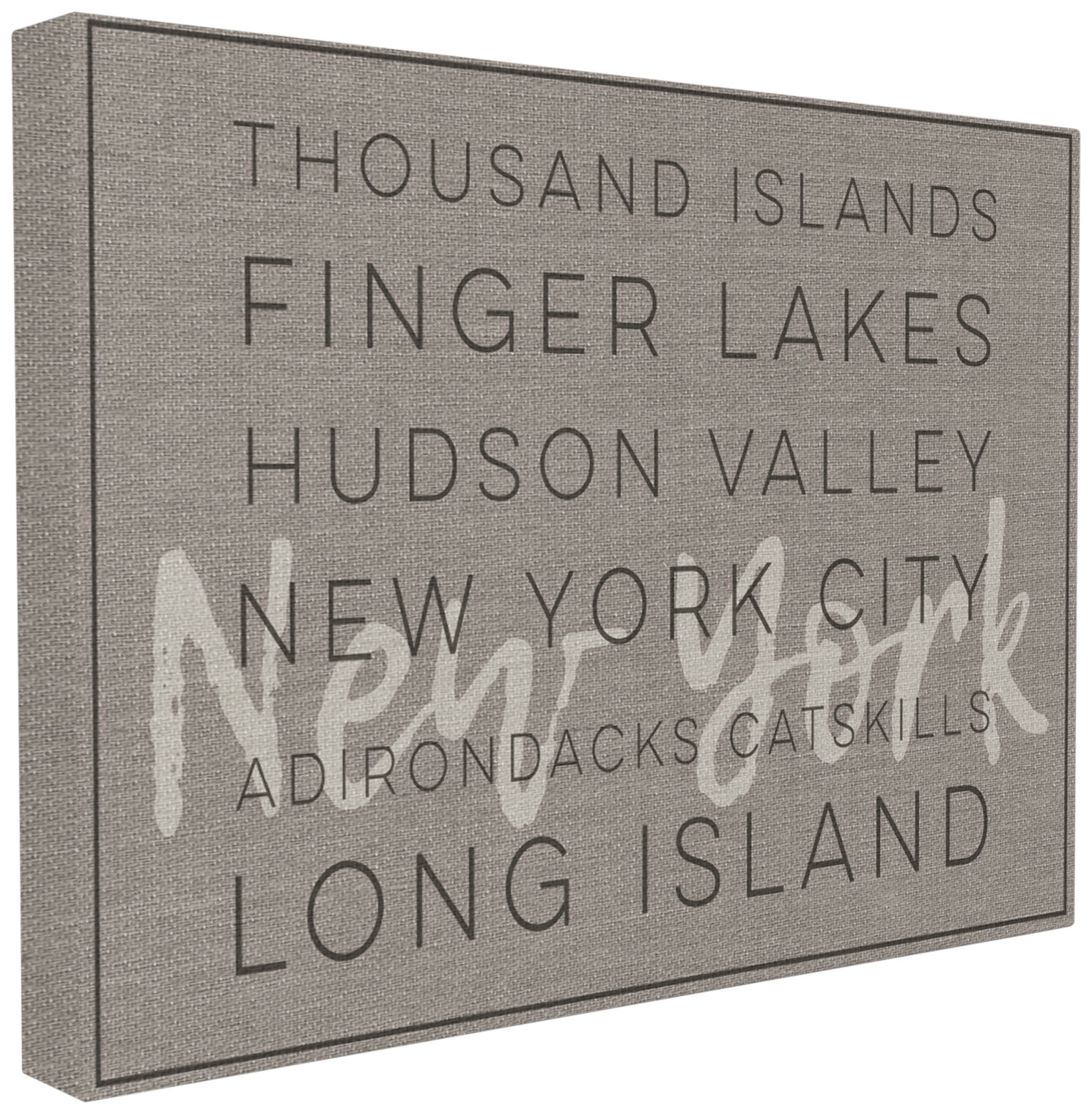 The Stupell Home Décor Collection New York Hudson Valley Long Island Typography Oversized Stretched Canvas Wall Art, 24 x 30