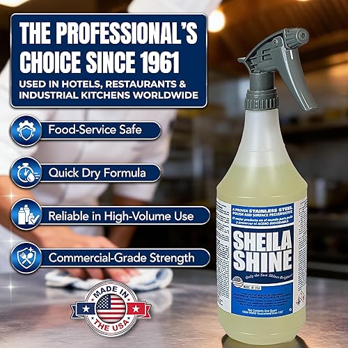 Miniatura 6 de Sheila Shine Limpiador y pulidor de acero inoxidable de 1 cuarto de galón Lata de 1 cuarto de galón Sin residuos y rayas Fabricado en Estados