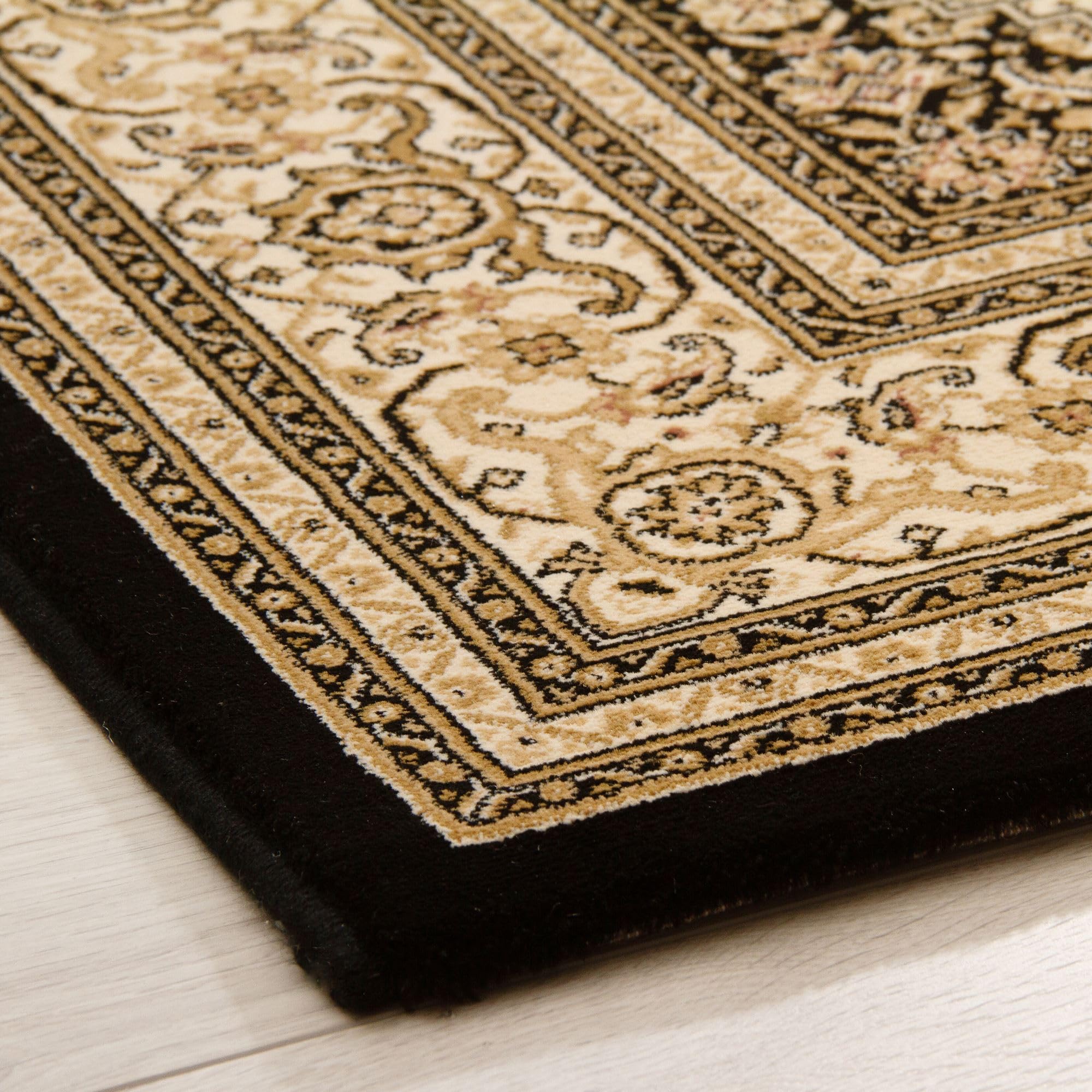 Steffensmeier Wohnzimmerteppich Classical Quality | Wohnzimmer | Beste Qualität | Orientalisch | Creme Schwarz Bidjar, Größe: 80x150 cm