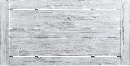 Miniatura 9 de Mesa de comedor de madera de chorro de arena gris claro al aire libre con metal rústico negro e