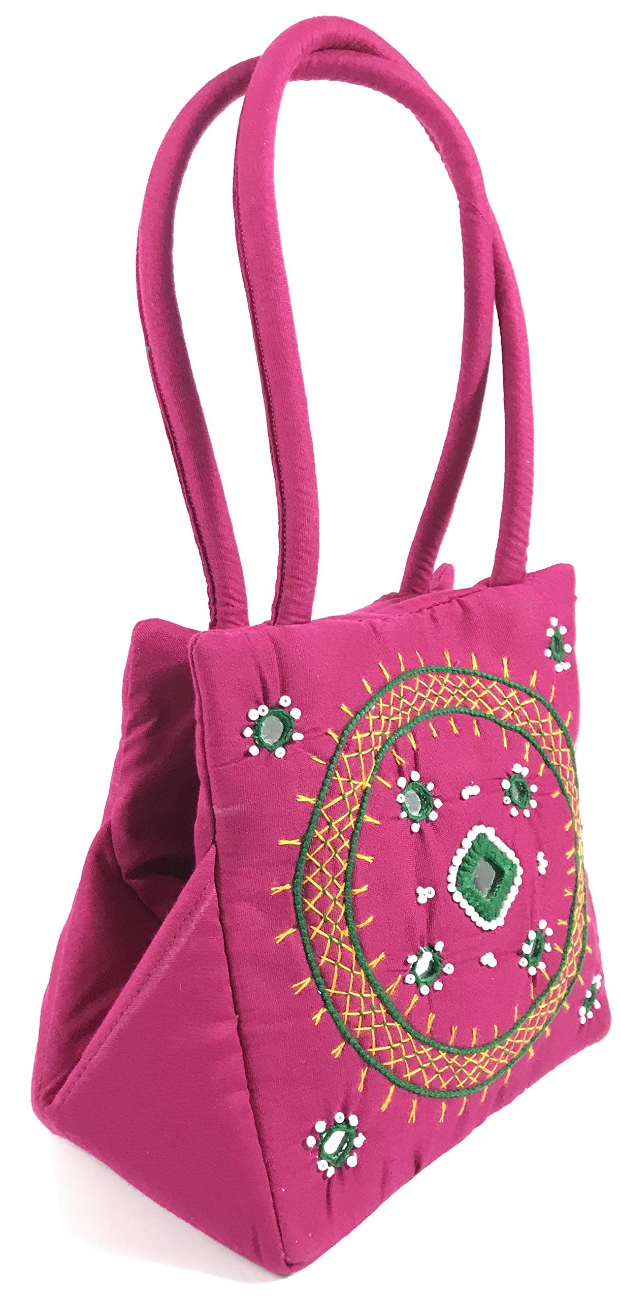 SriShopify Handicrafts Women’s MINI Handbag Banjara Traditional Micro Bag Purse Cotton handmade (Small, Mirror and Beads thread Work Handcraft Pouch, Pink and Green) (B08KMPW9TZ) Amazon Price History, Amazon Price Tracker