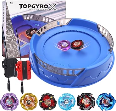 X Stadium Arena Set with 6 Right-Spin Tops 2 Launchers, Xtreme Game Ages 6+
