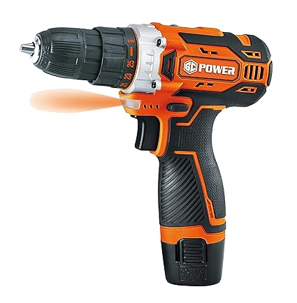 GC POWER GC 12VO Lithium Cordless Drill Driver - 12V, 10mm Drill Diameter, 0-450/0-1350rpm, 2.0Ah Battery, 28N.m Torque, Reverse Rotation, 60-Minute Charging Time