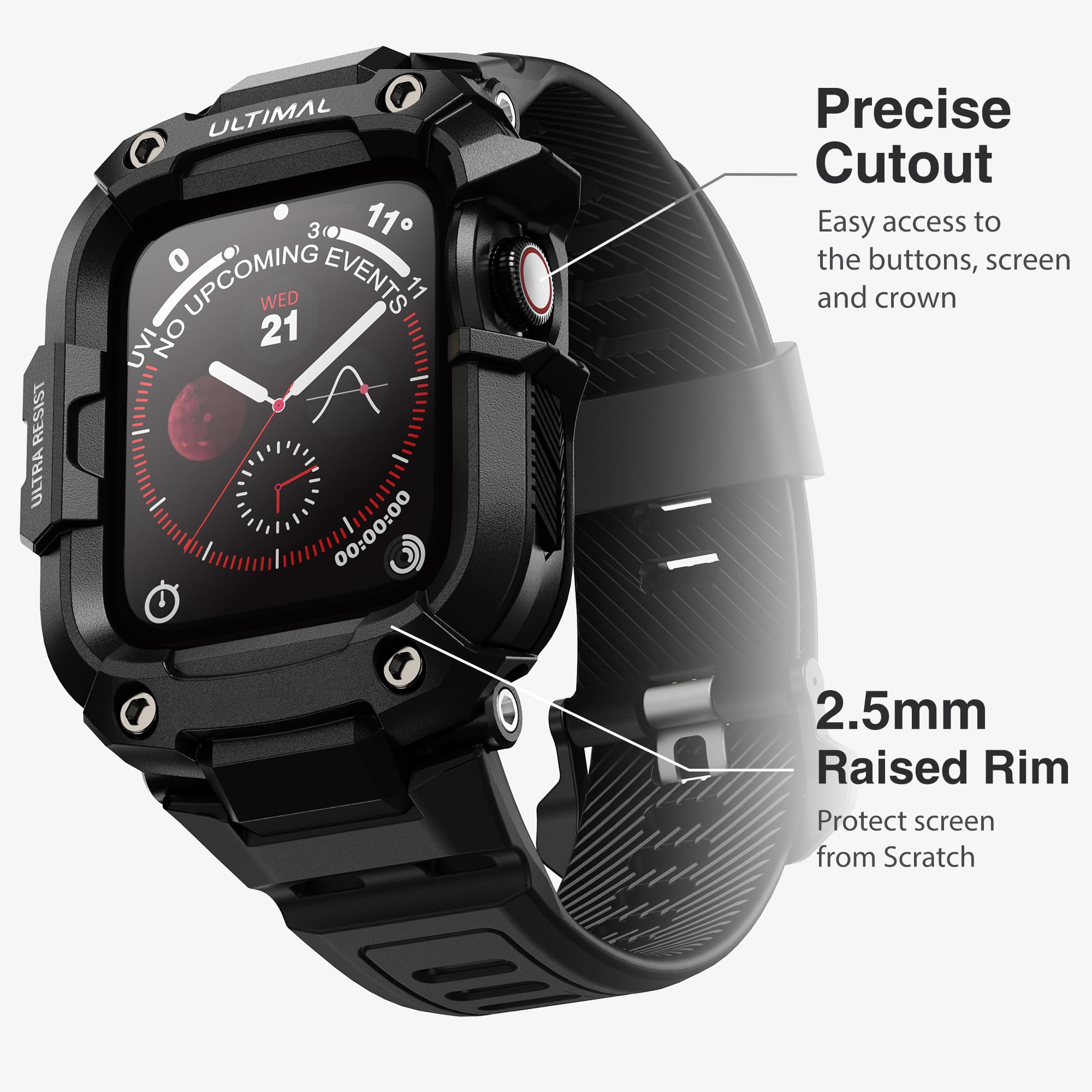 ULTIMAL Case with Band Compatible with Apple Watch Straps Series 6 5 4 SE SE2 SE3 44mm - Image 4