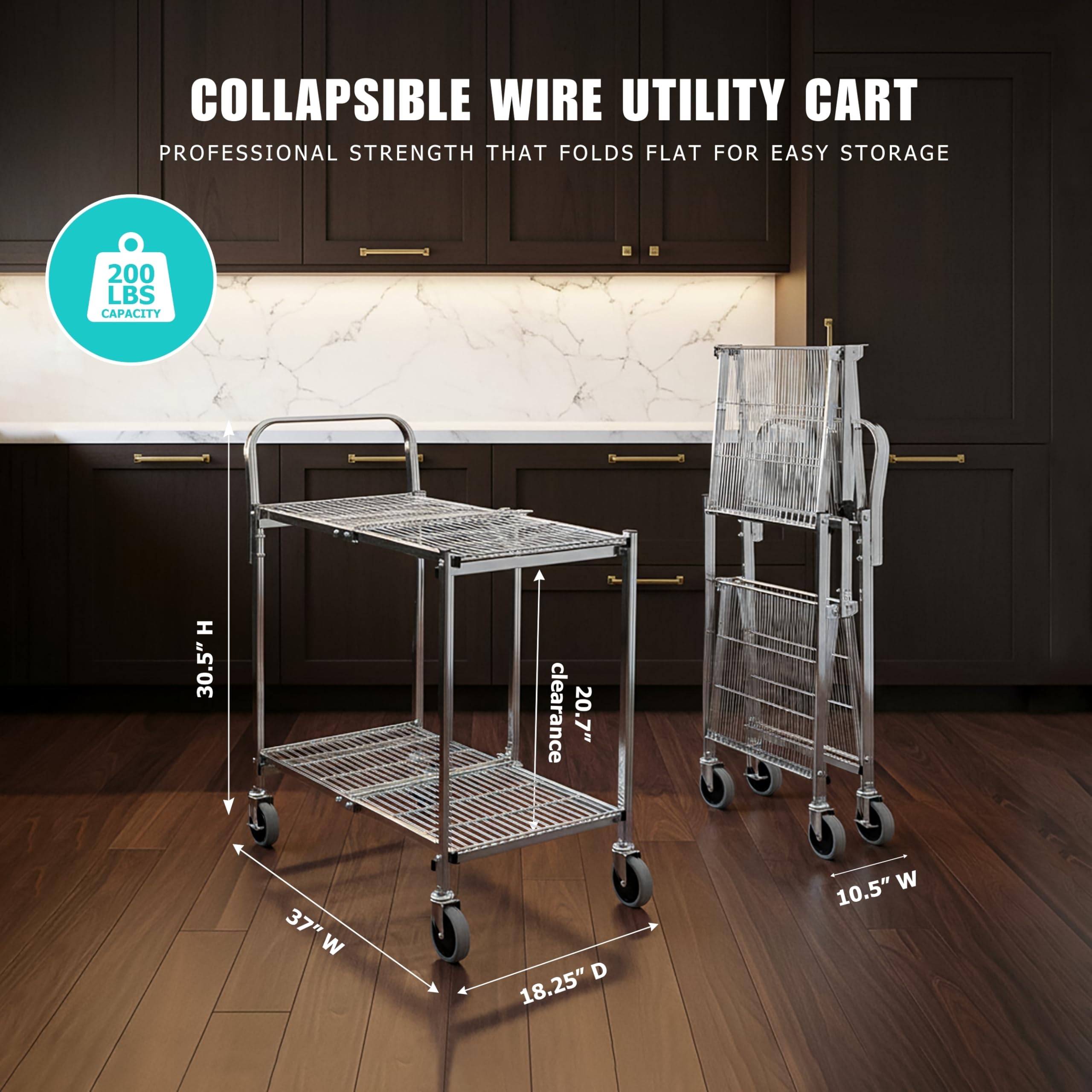 Amazon.com: Luxor WSCC-2 Two-Shelf Collapsible Wire Utility Cart