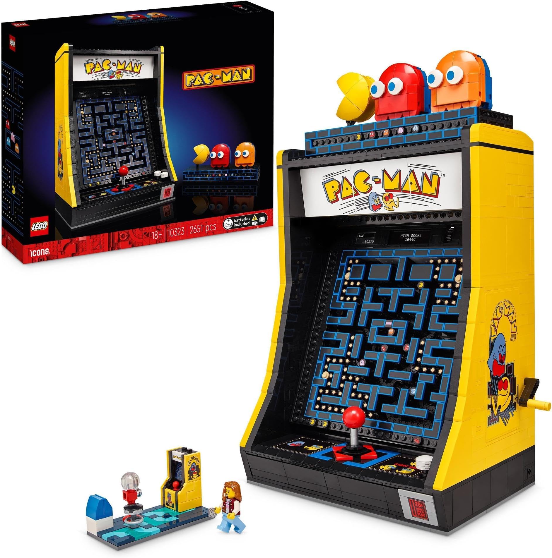 LEGO 10323 Exclu Cdiscount Icons Jeu d'Arcade PAC-MAN, Maquette pour Adultes a Construire, Machine de Jeu avec des Personnages