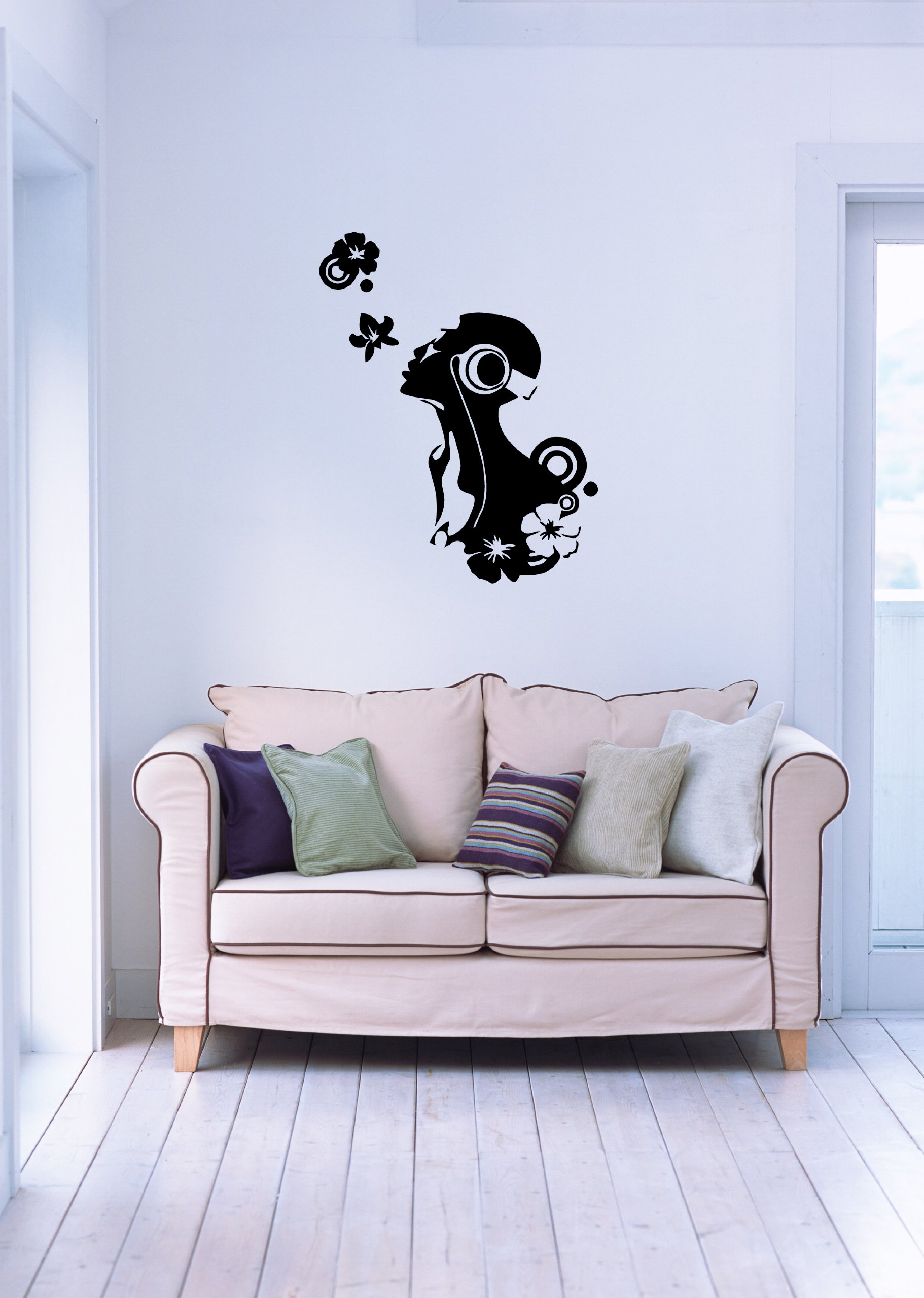 Amazon.com: Wall Stickers Vinyl Decal Girl with Headphones Music