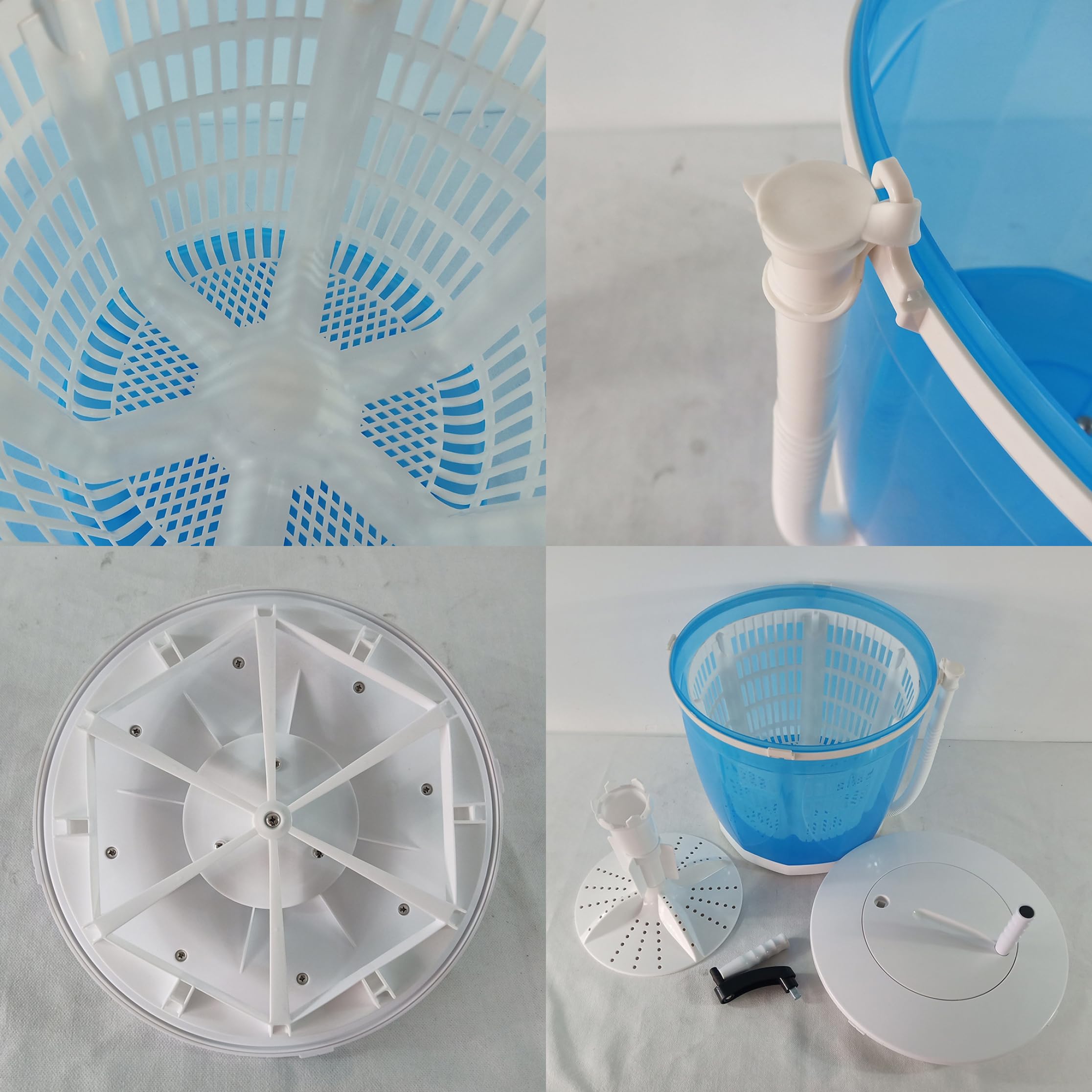 Lavadora no eléctrica, mini lavadora portátil, cesta de lavandería 2 en 1 para lavado y centrifugado para dormitorio de viajes al aire libre azul