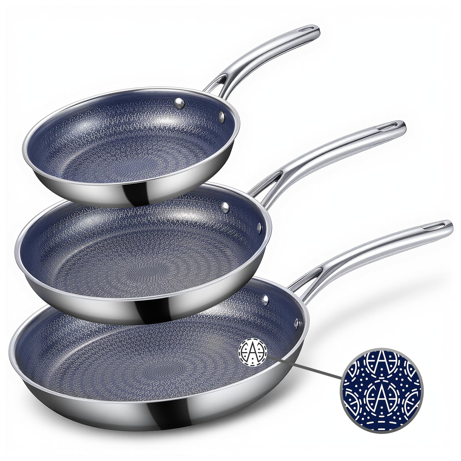 Ammeloo Hybrid Tri-Ply Stainless Steel Frying Pan Set