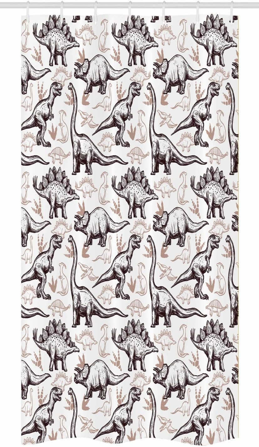 Ambesonne Reptile Stall Shower Curtain, Magnificent Reptiles with Footprints Doodle Art Animals Abstract Pattern, Fabric Bathroom Decor Set with Hooks, 36" W x 72" L, Brown White