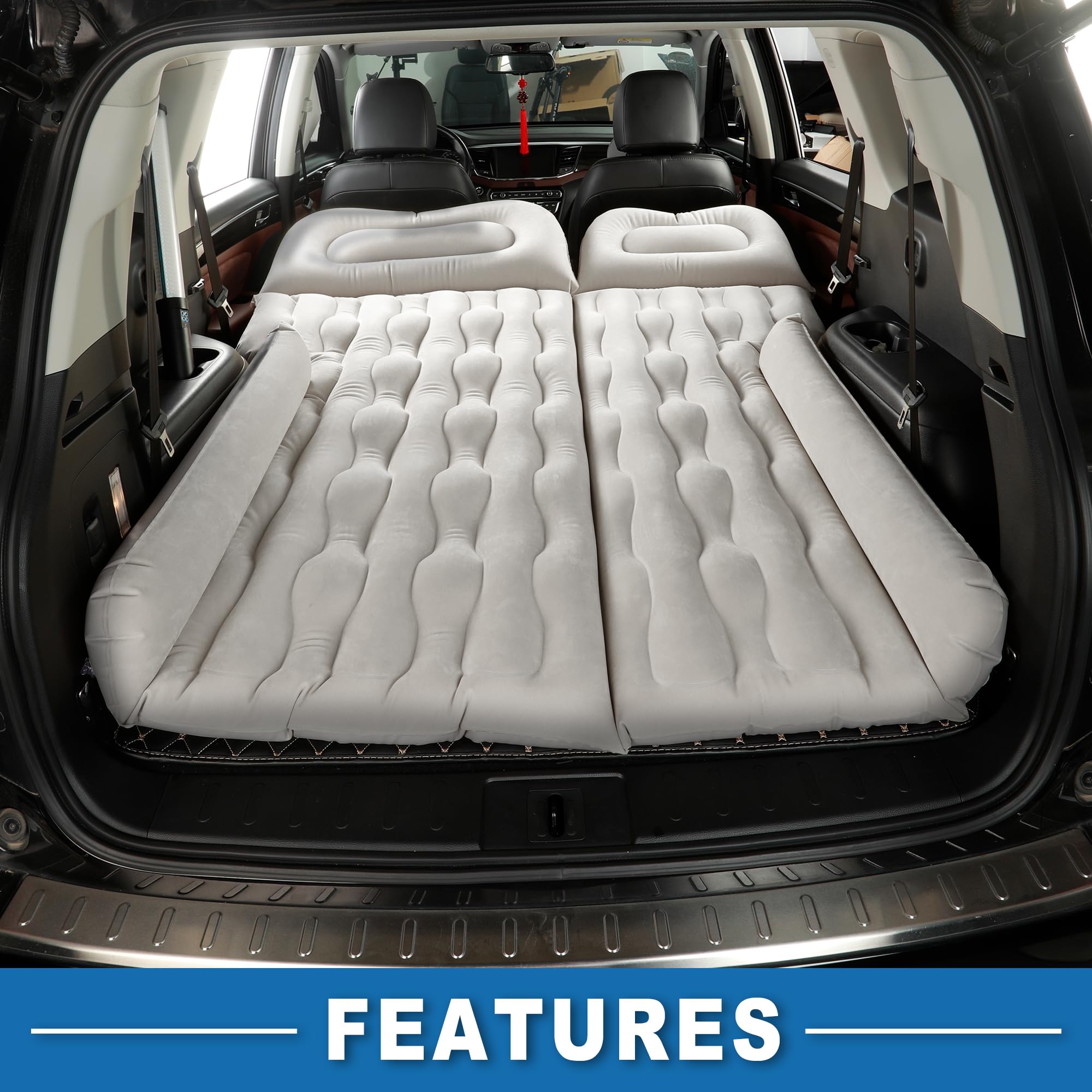 A ABSOPRO Colchón De Aire para Coche Cama De Camping Colchón De Aire Colchoneta De Dormir PVC Gris