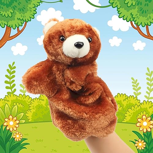 Cuteoy Juguete de peluche con forma de oso de mano, boca abierta y movible, juego de rol creativo, narración de historias, regalos para niños