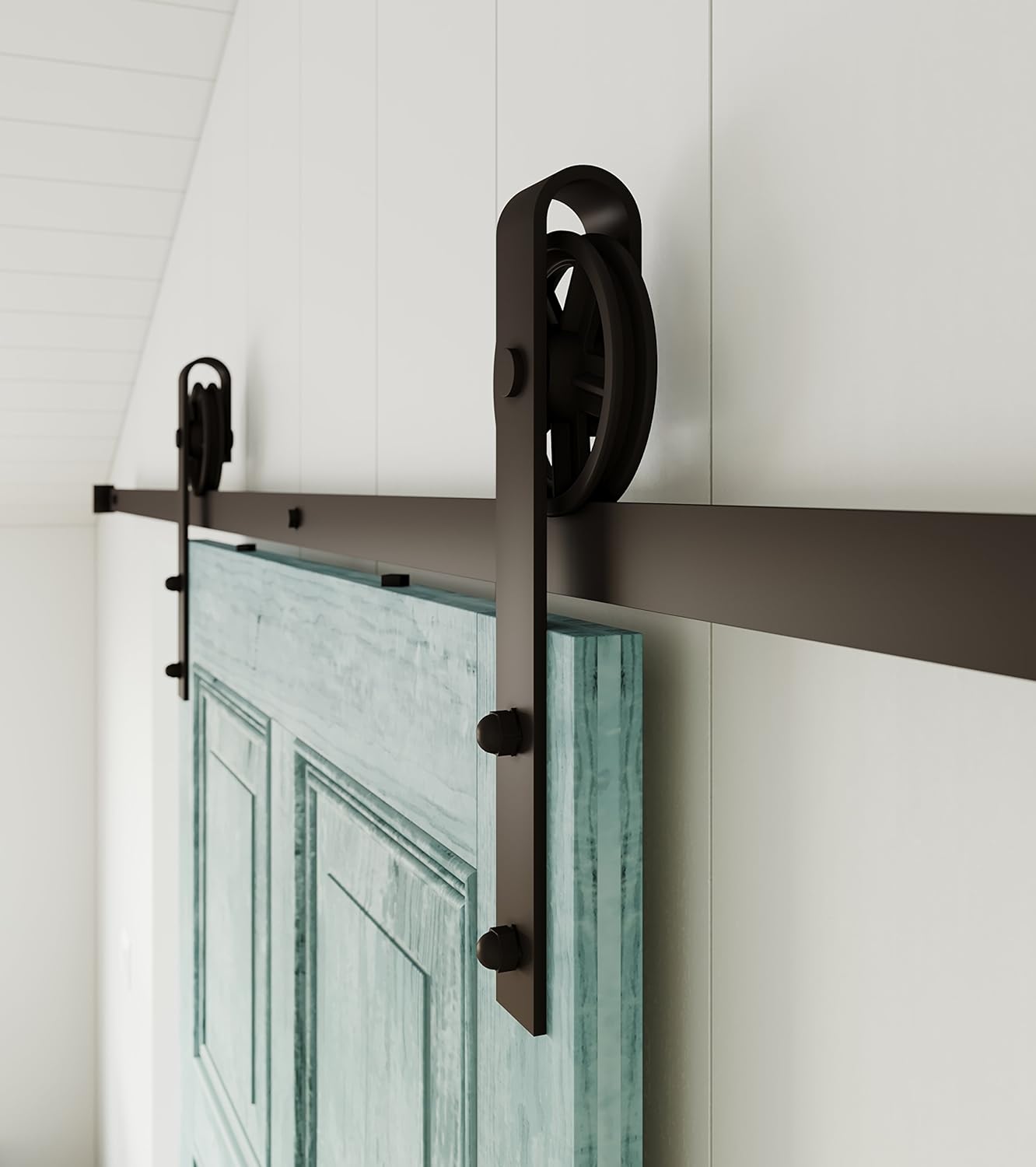 National Hardware N186-968 Decorative Interior Sliding Barn Door Hardware Spoke Wheel In, 72", Oil Rubbed Bronze