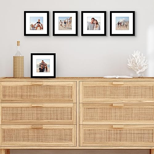 Miniatura 10 de Americanflat Portarretratos de 9 x 12 pulgadas, color caoba, juego de 5 portarretratos de 6 x 8 pulgadas con paspartú o marco de 9 x 12 pulgadas sin