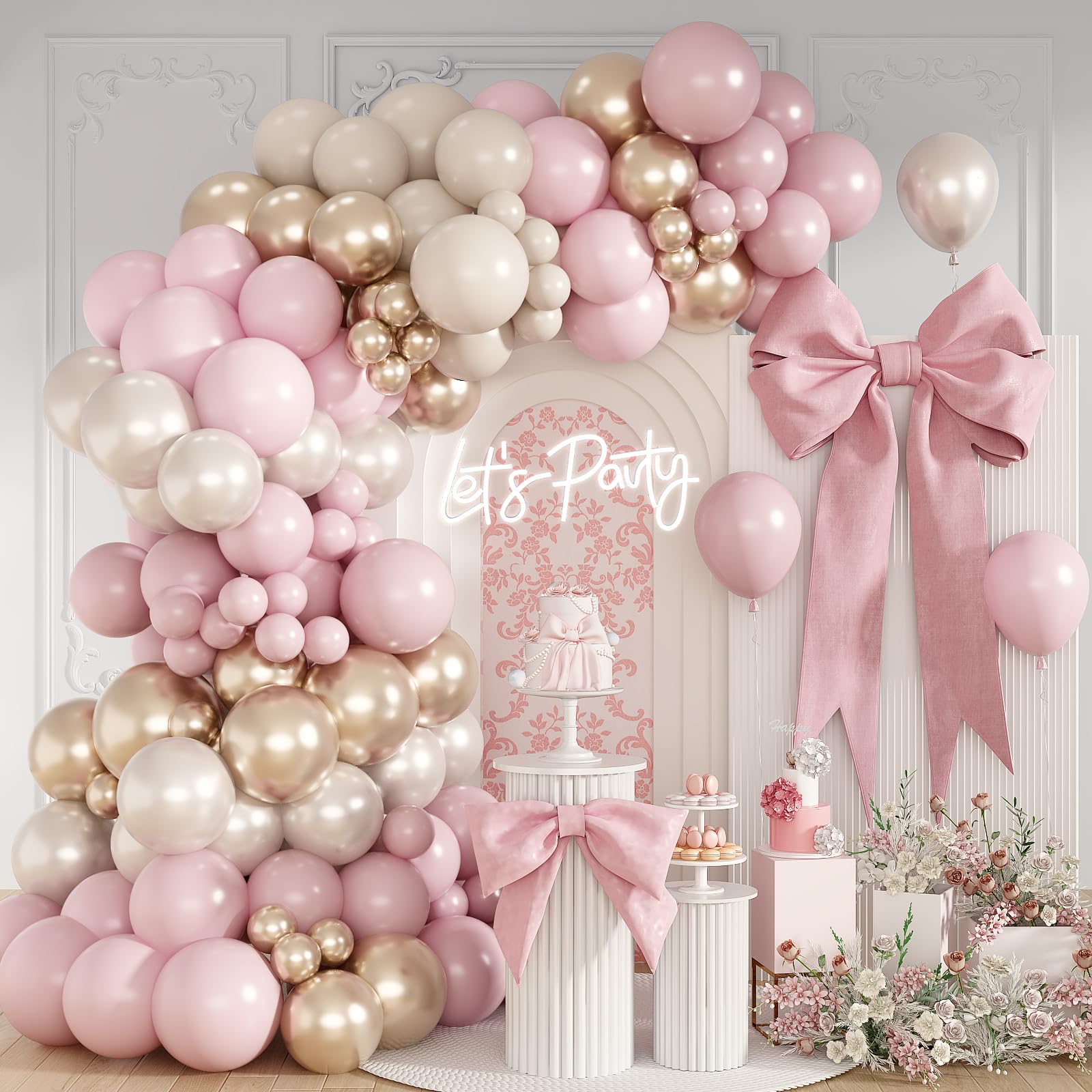 Photo 1 of HILAVO Dusty Pink Balloon Arch Kit (84 Pcs)