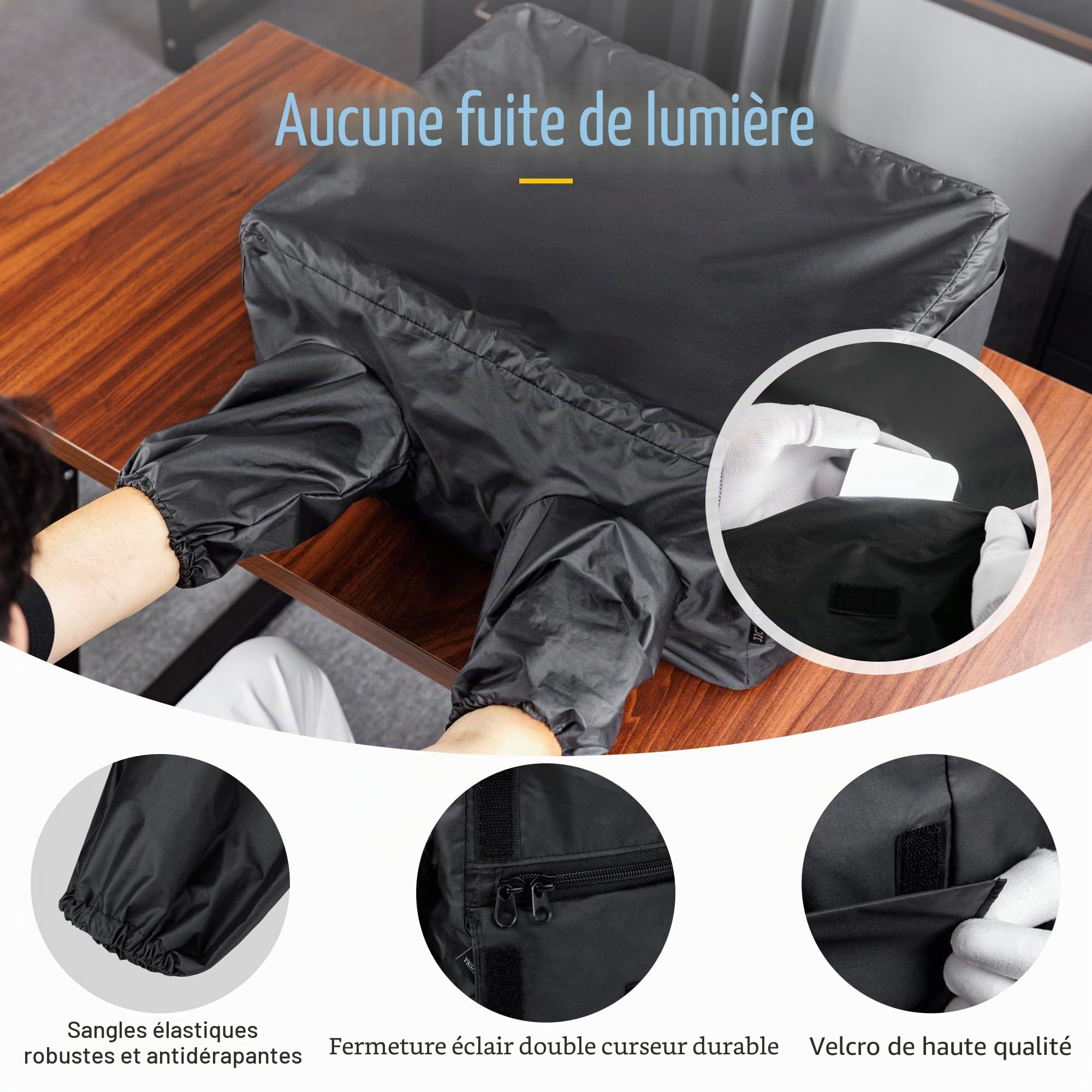 JJC Tente de Changement de Film pour Chambre Noire, Portable Film Développement Sac avec Double Couche Anti-Lumière Anti-Statique Tissu et Gants, Noir Blanc 35mm 120 Format Film Photographie Chambre