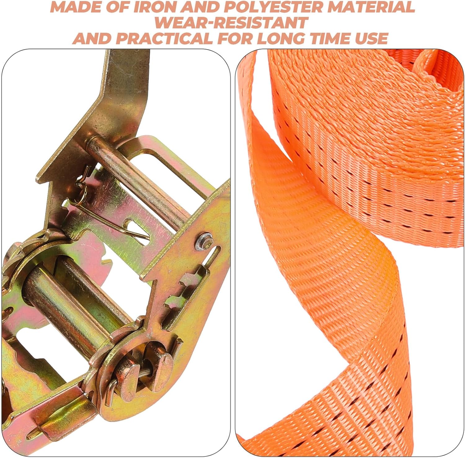 Heavy Duty Ratchet Strap Tie with Double Hooks 3.8cm X 6m Polyester Cargo Securing Lashing Strap for Trucks and Outdoor Transport