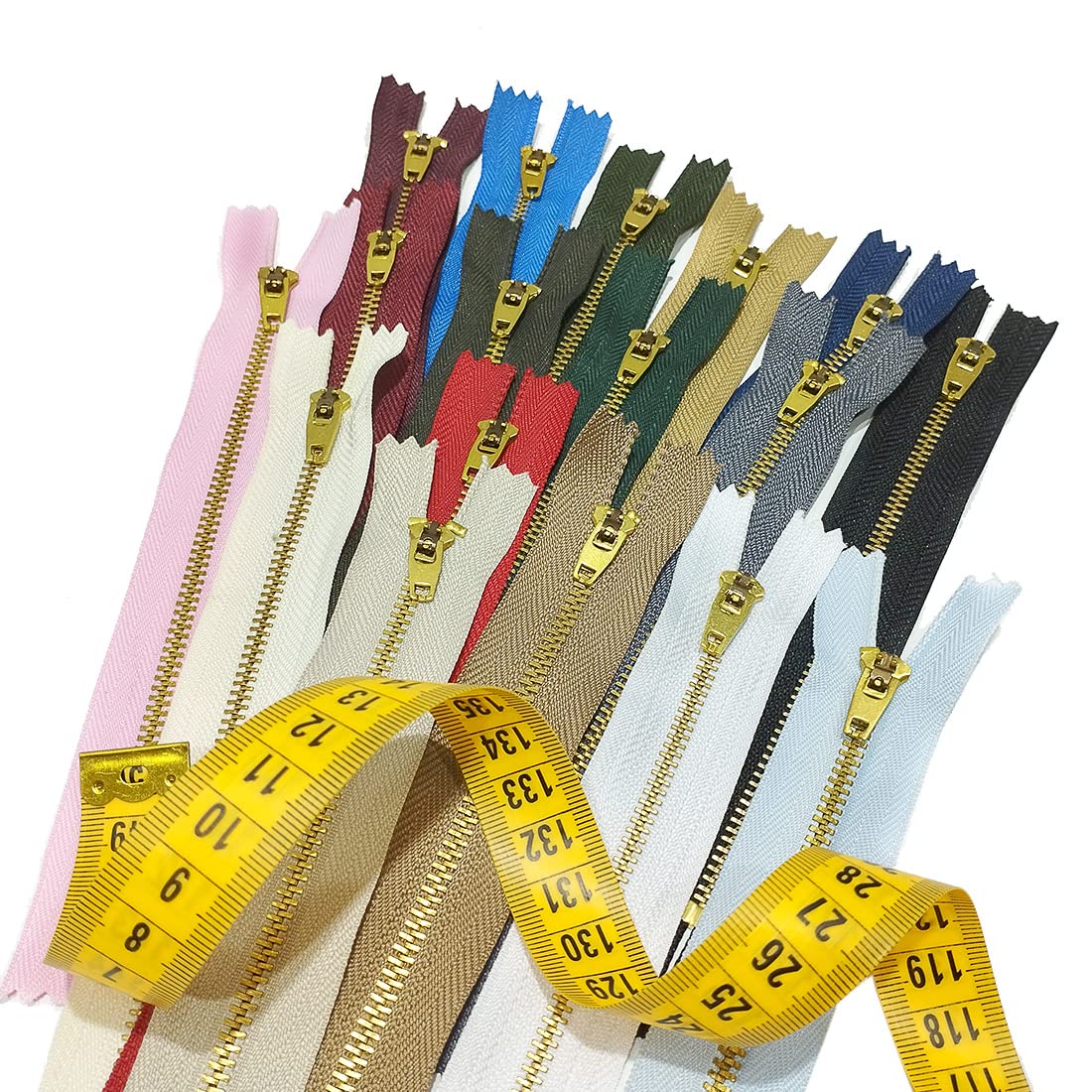 Lot De 3 Fermetures Éclair En Laiton Jaunes 25cm - Curseur Semi-Automatique Robuste Pour Couture, Vêtements Et Accessoires
