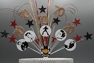 Elvis Birthday Cake Topper Decoration Stars Hearts on Wires Birthday Glitter or Non Glitter Cake Spray Explosion personalised 16th 18th 21st 30th 40th 50th 60th 70th 80th 90th any age any colours 002