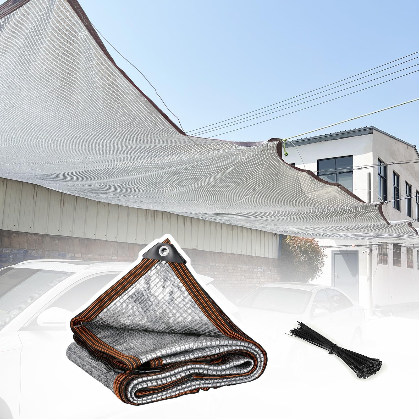 GJZQDKX Reflective Aluminet Sun Shade Canopy 2x9m - Grommeted Aluminum Foil for Pergola Patio Garden & Plant Protection