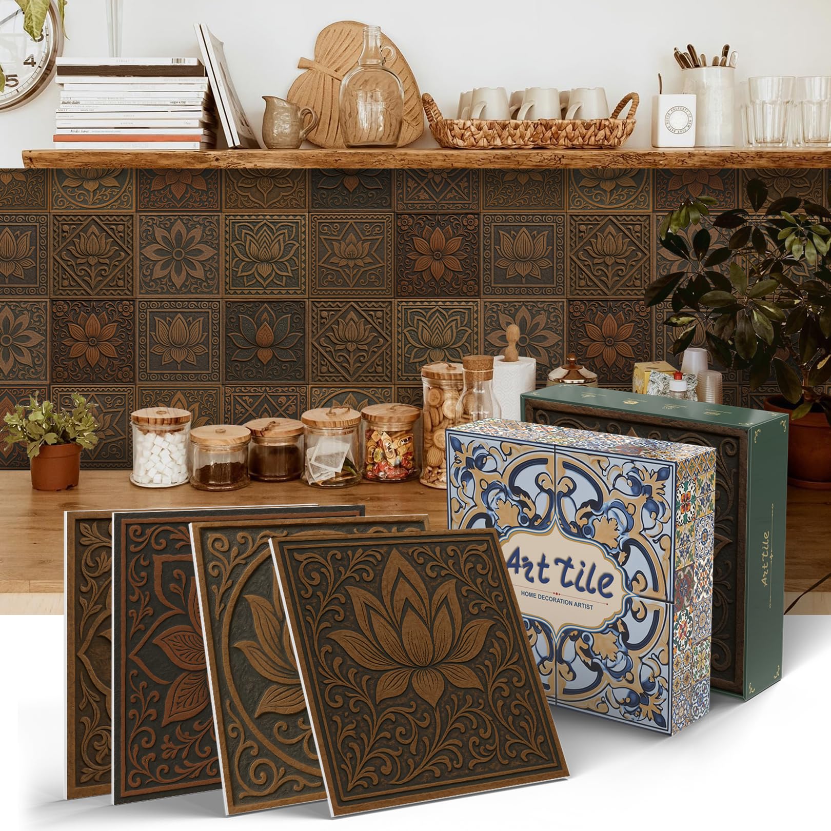 Peel and Stick Backsplash Tiles 24Pcs - 5.9x5.9 Inch Self-Adhesive Removable Decals for Kitchen & Bathroom | Cabinet, Furniture Wall Decor | Easy DIY Home Upgrade