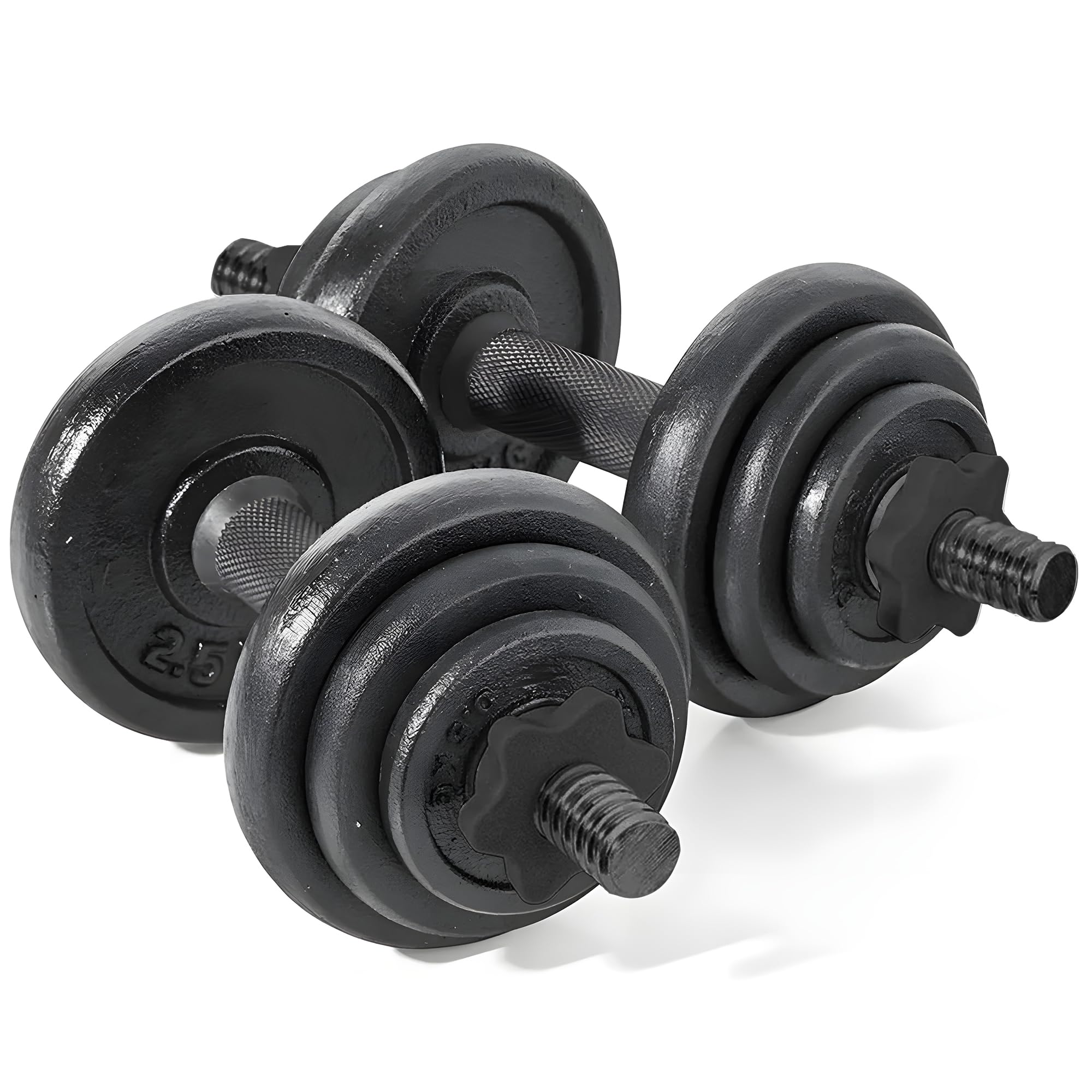 Kit di manubri regolabile 20 kg – peso sollevamento pesi in ghisa – Alteres e barra con valigetta di trasporto – design ergonomico antiscivolo per sport a casa – nero