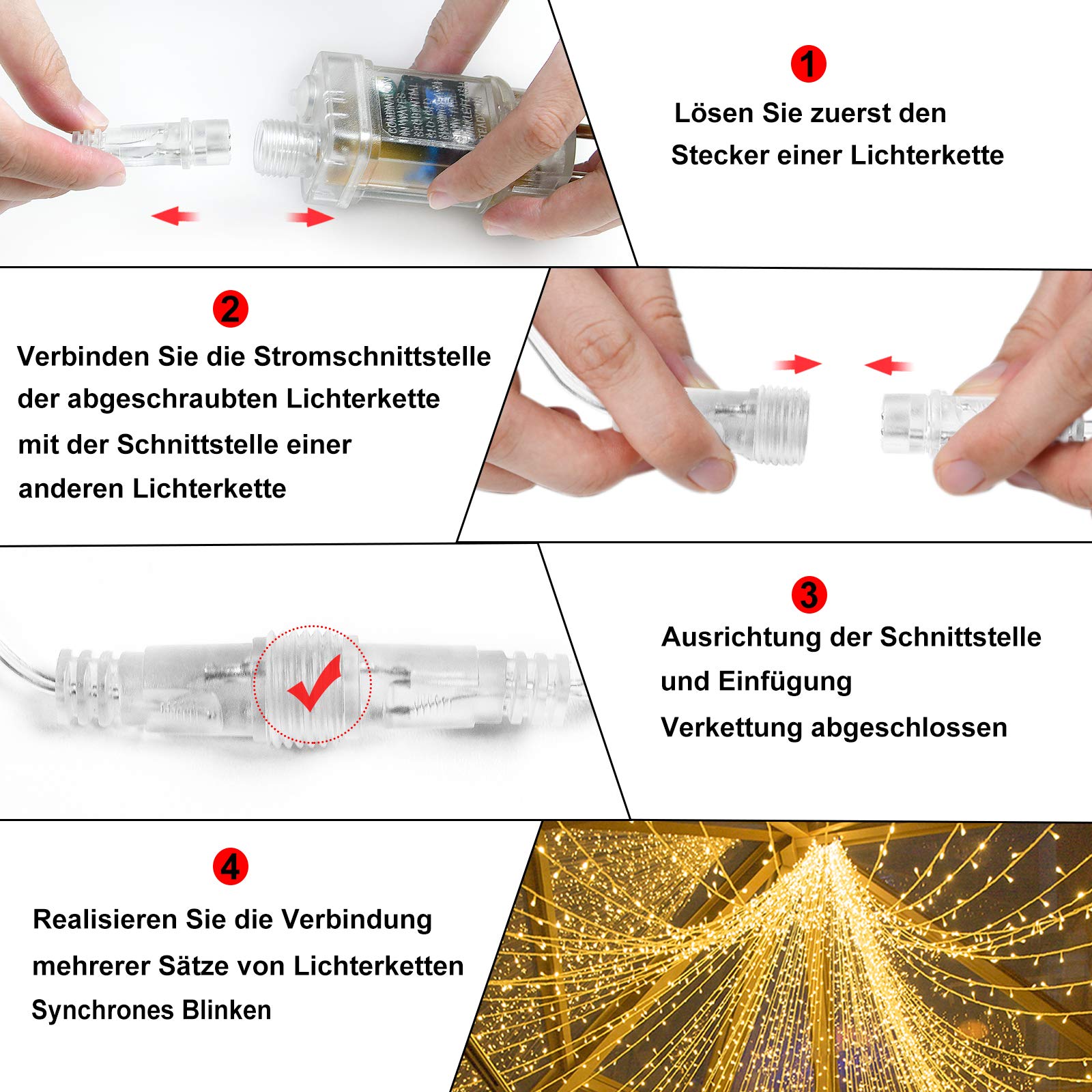 ACXIN LED Eisregen Lichterkette, LED Lichtervorhang, für Hochzeit, Party, Weihnachten, Halloween, Innen Dekoration, IP44 Wasserfest, Warmweiß, 9x3M