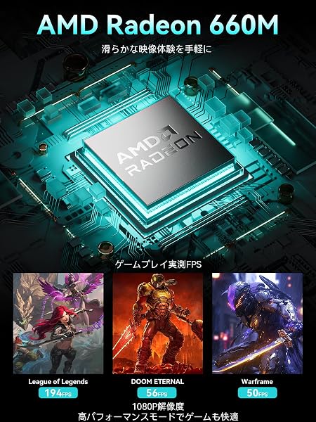 GMKtec ミニPC M8 AMD Ryzen 5 PRO 6650H 【Ryzen 7 5825Uより速い】DDR5 16GB +1TB M.2 2280(16TB拡張可能)最大4.5GHz Win11 Pro|USB4.0| OCulink|2.5G LAN|3画面 8K出力 HDMI 2.0/DP/Type-C 静音設計USB3.2×3 高性能ミニPC ゲーミング 省エネゲーム - 3