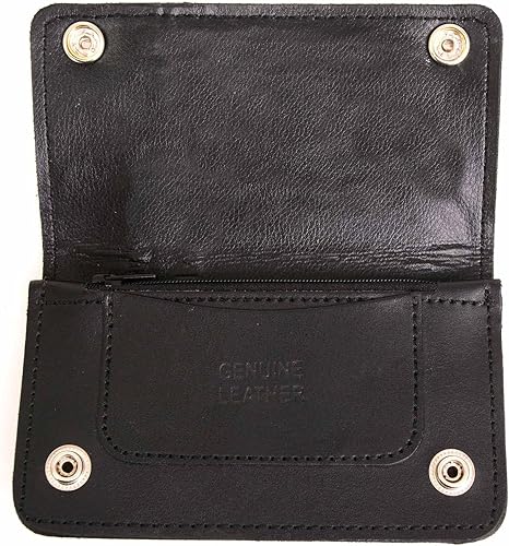 Miniatura 7 de Milwaukee Leather MLW7882 - Cartera de motociclista de piel negra de 6 pulgadas con bolsillo exterior, cadena de acero inoxidable antirrobo