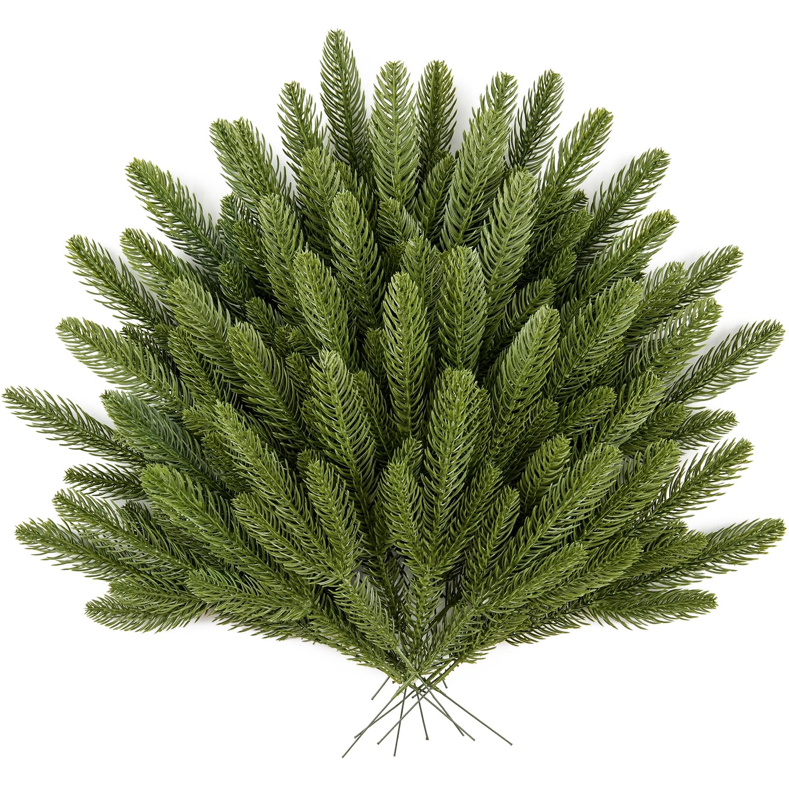 HOHOTIME 30 Pcs Artificial Pine Stems, Christmas Tree Pine Picks, Faux Greenery Stems Branches for Vase, Fake Pine Stems Decoration, Faux Pine Sprigs