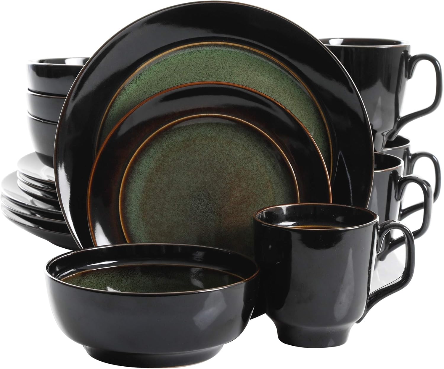  | Gibson Elite Bella Galleria 16 Piece Dinnerware Set, Green: Dinnerware Sets