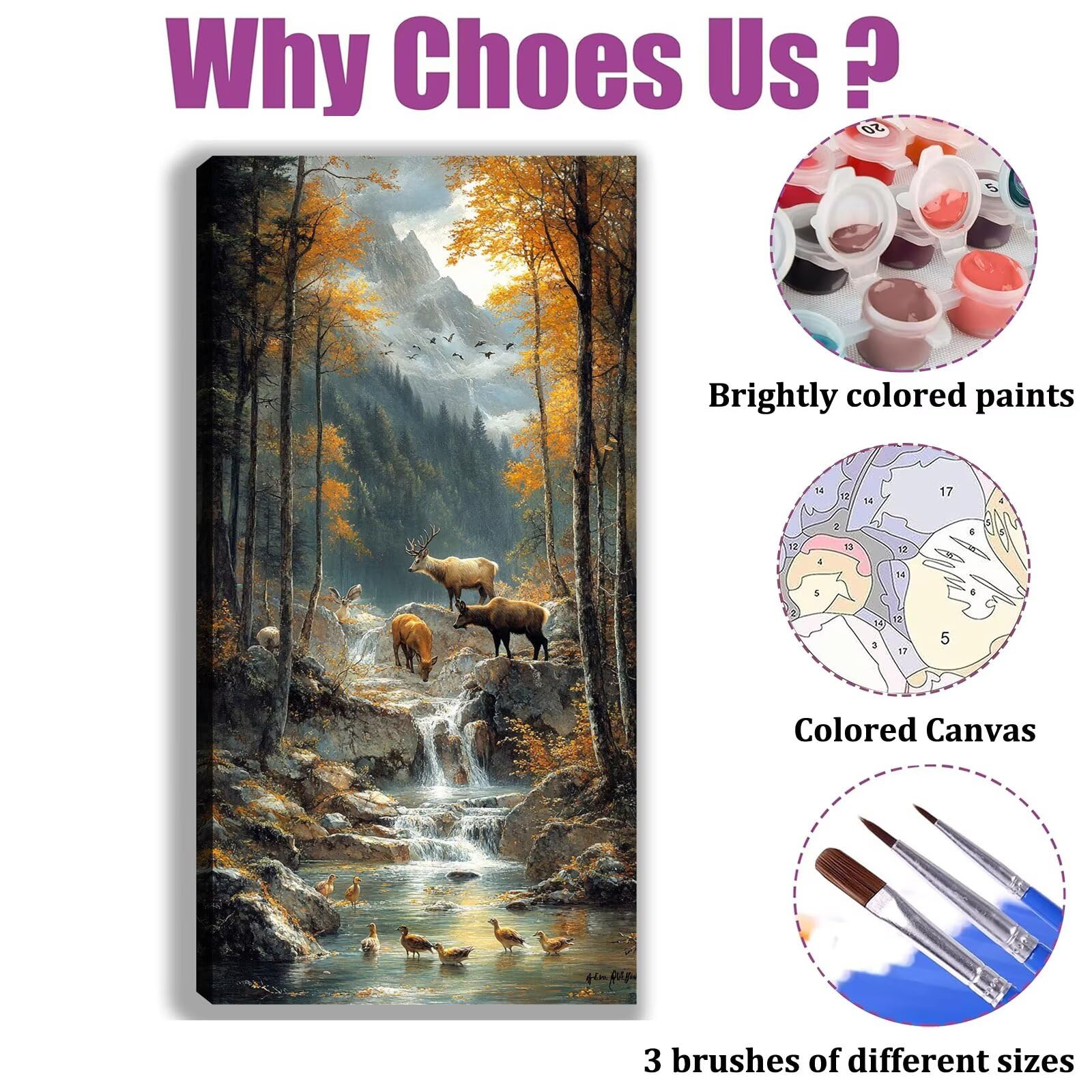 Malen nach Zahlen Erwachsene Großes Format 70x120cm, Herbst Panorama DIY Malset Komplettset auf Leinwand, Ohne Rahmen Acryl Ölgemälde Malen nach Zahlen Landschaft, Geschenk für Frauen,w-1148k