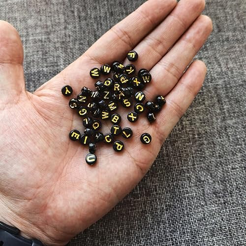 Vista 67 de Amaney - 1200 cuentas de letras de la A a la Z de 0.157 x 0.276 in, cuentas redondas blancas del alfabeto acrílico, incluye 100 cuentas de corazón