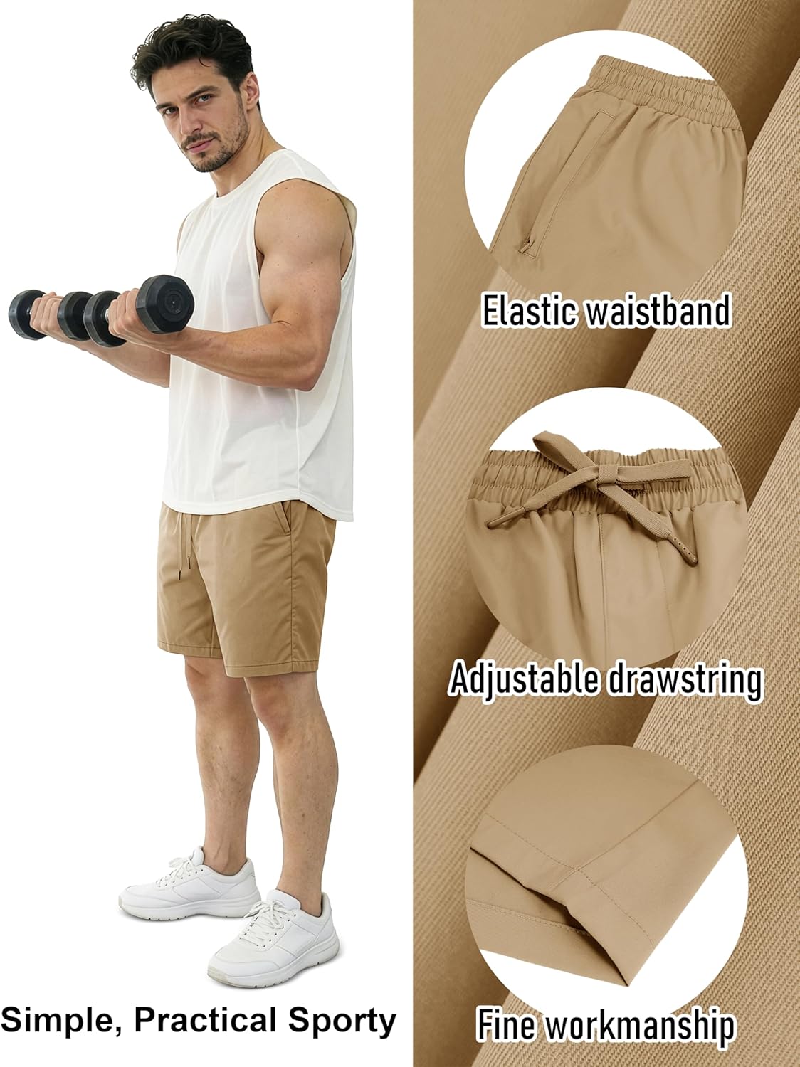 MAGCOMSEN Men's 7 Inch Casual Shorts Twill Polyester Summer Beach Athletic Water Resistant 7" Shorts with Zipper Pockets - Image 7