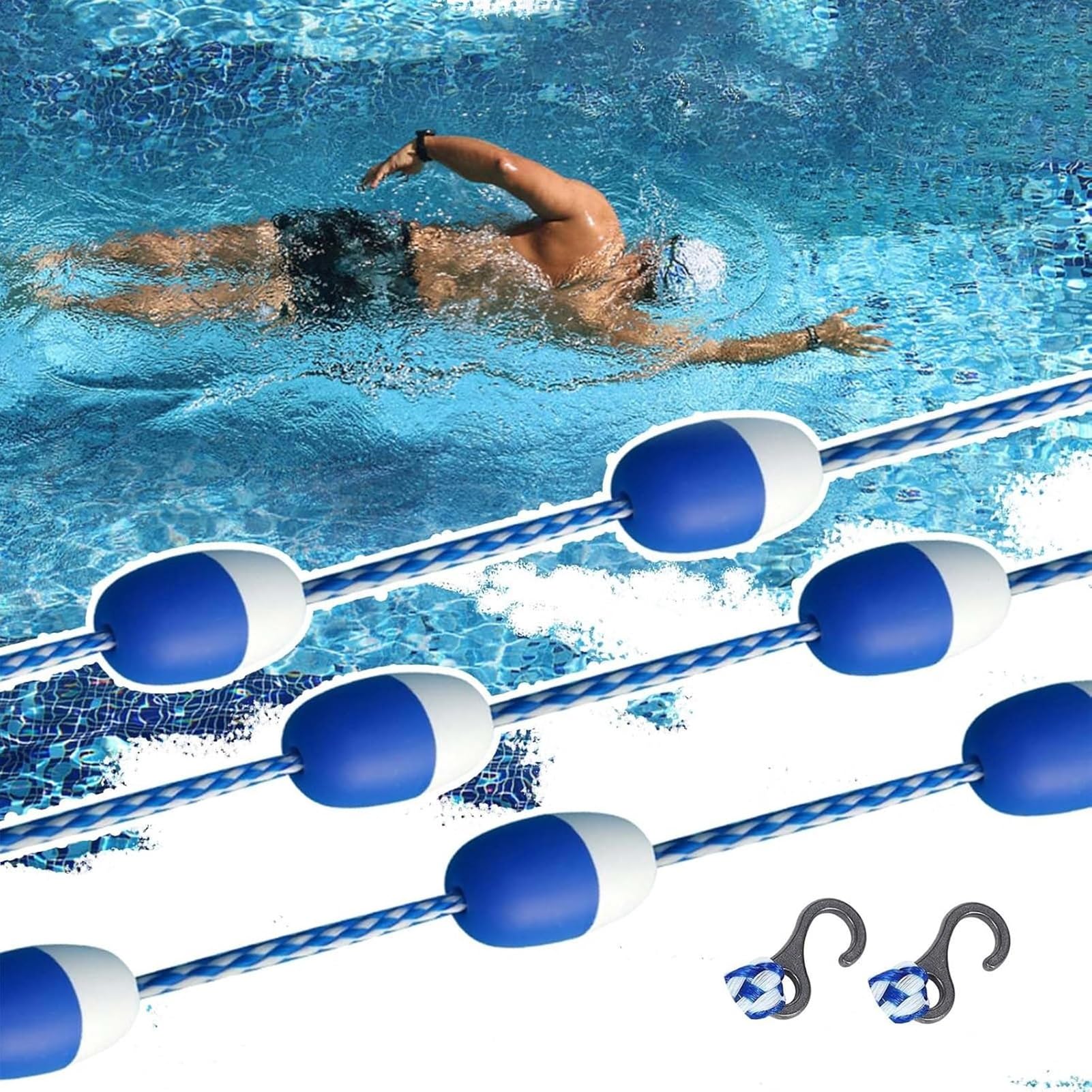 Ligne de séparation de piscine bicolore 2m haute résistance avec flotteurs