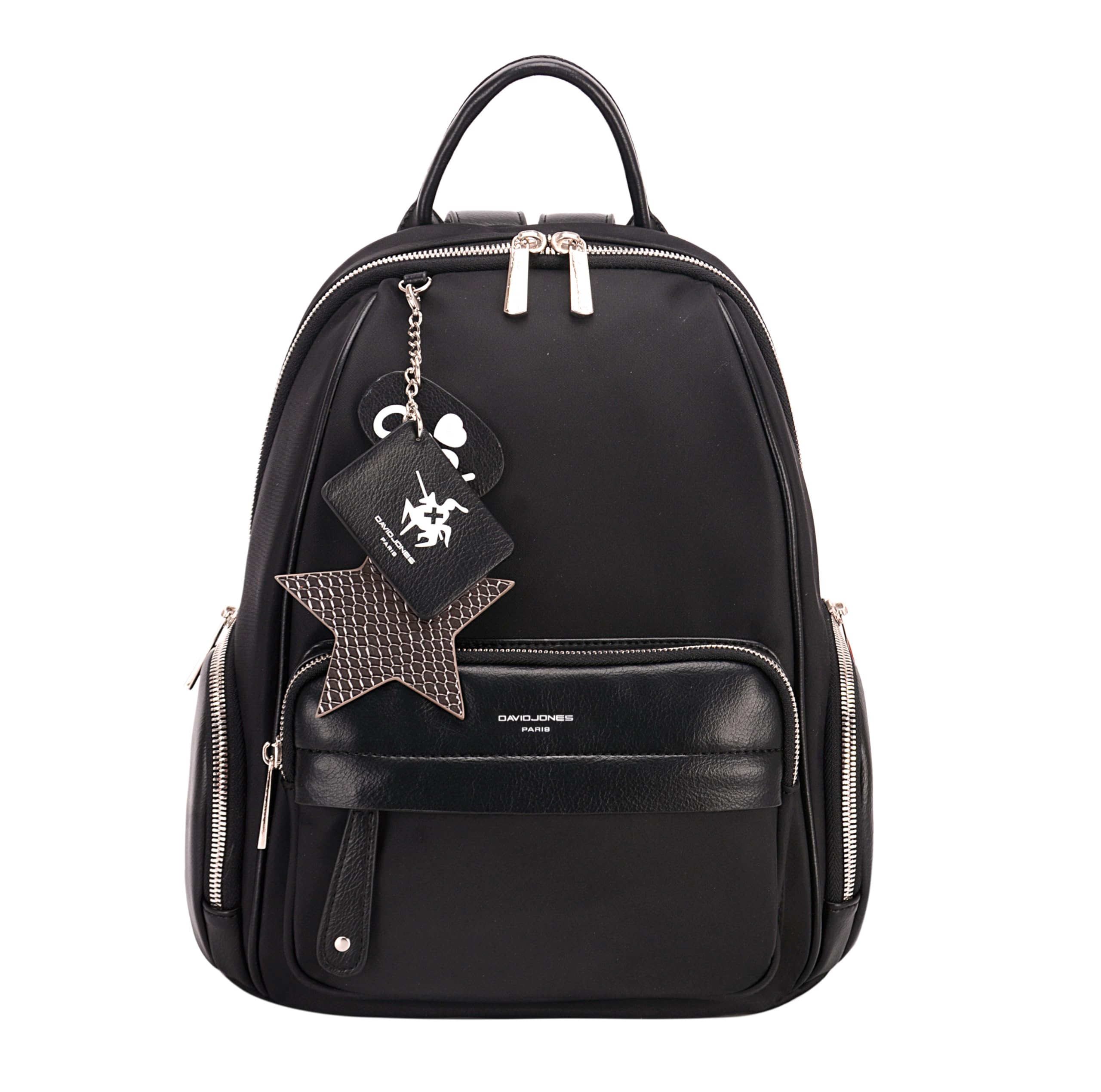 David Jones - Borsa Zainetto Piccolo Donna - Zaino Ragazza Nylon Impermeabile PU Pelle Morbida - Daypack Backpack Casual Elegante - Rucksack Borsetta Moda Carina Fashion Quotidiana - Nero