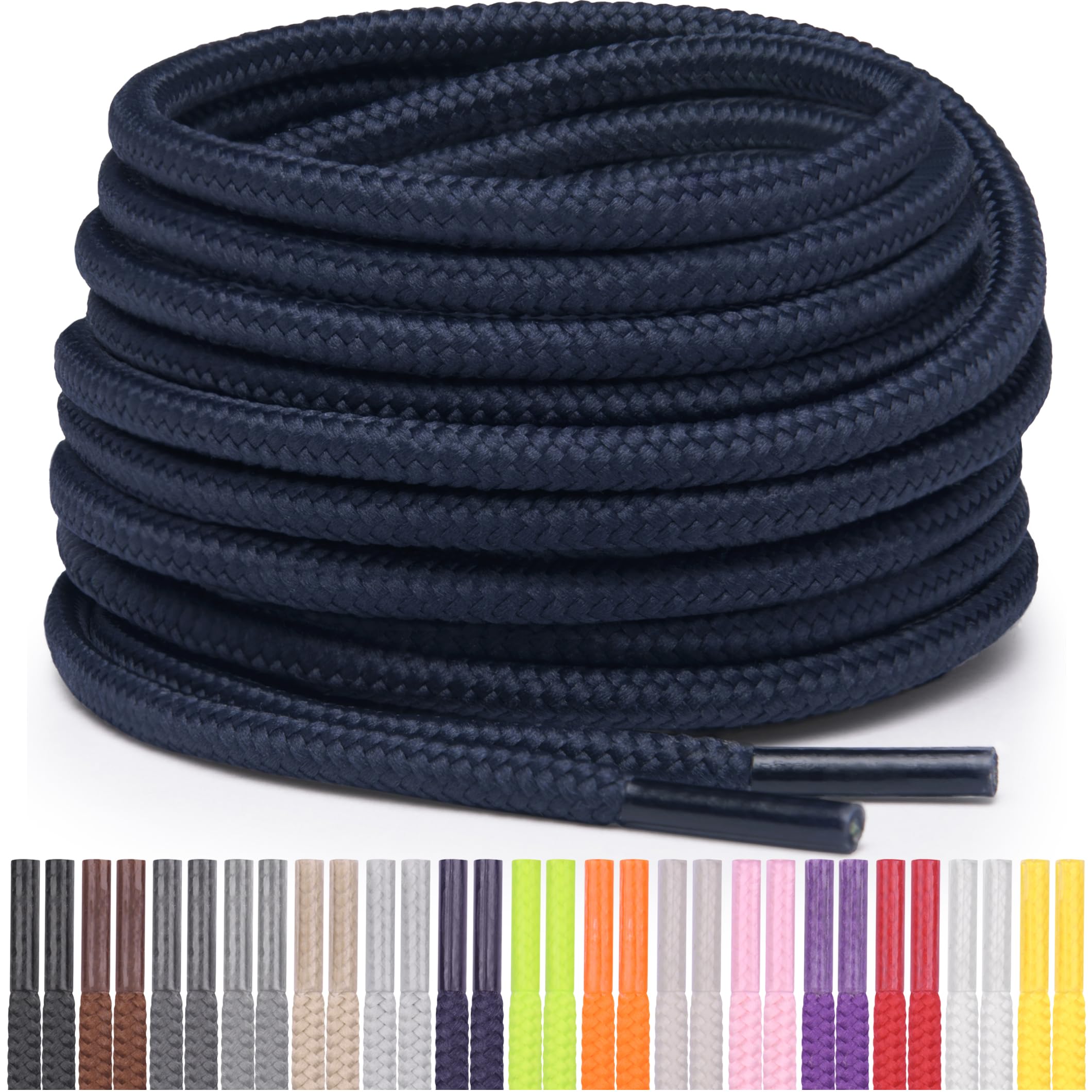 Miscly Round Shoelaces [1 Pair] 5/32″ Thick - For Shoes, Sneakers & Boots