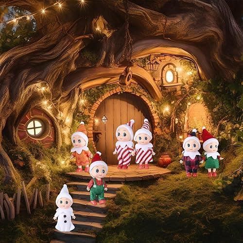 Miniatura 5 de Liliful 26 piezas de muñeca pequeña de Navidad de operación, juguetes de peluche para decoración en miniatura, accesorios de Navidad, suministros de