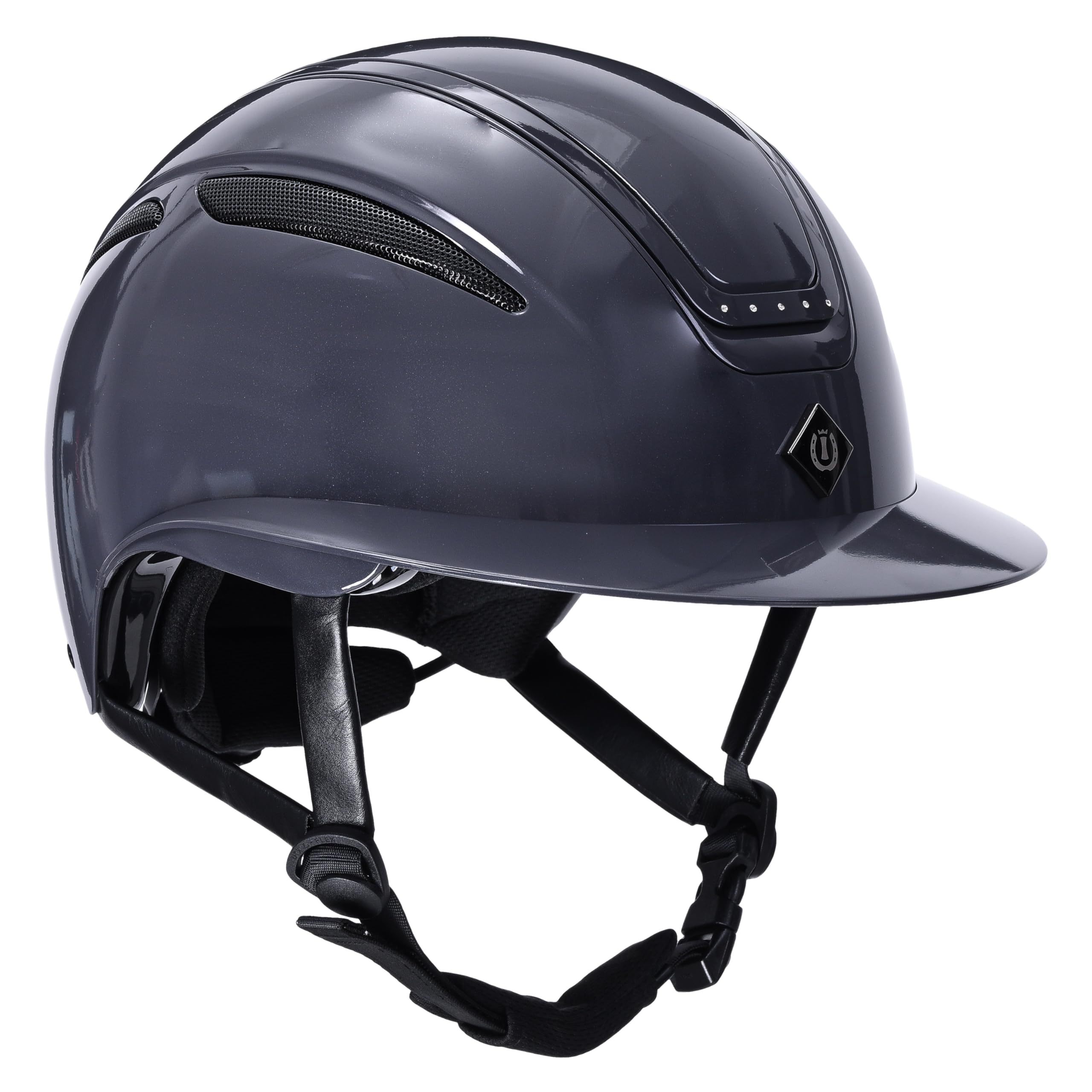 Imperial Riding IRH Olania Deluxe Big Visor Riding Hat with Large Visor, Dark Grey/Grey, S