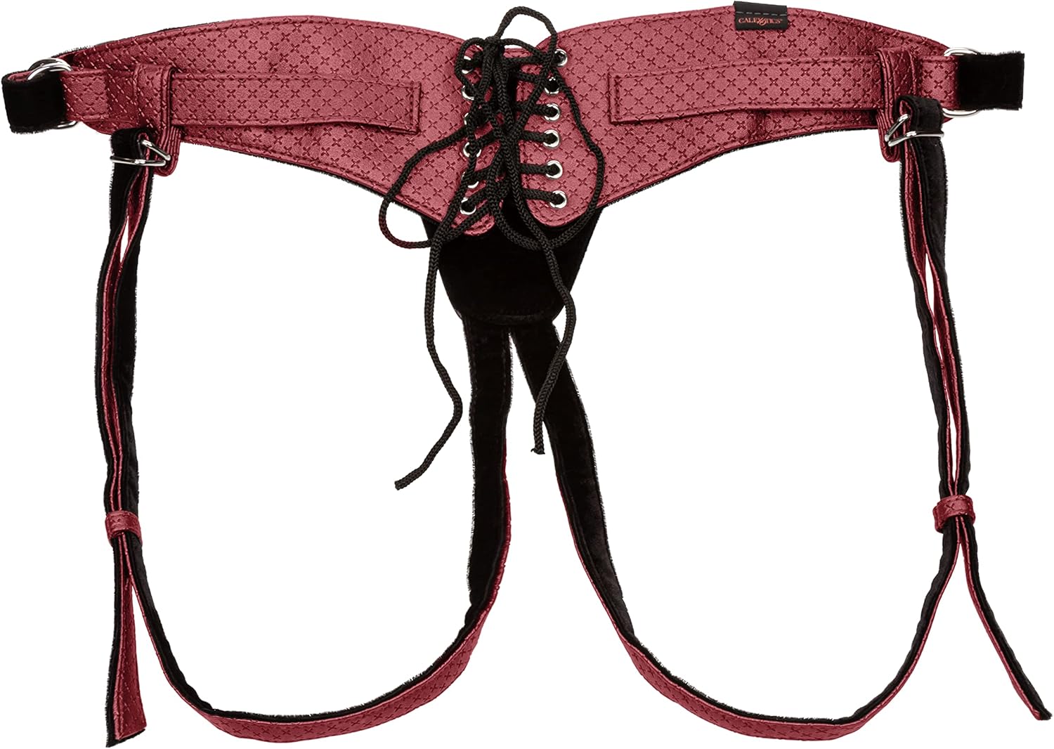 CalExotics Her Royal Harness The Regal Queen Adjustable Designer BDSM Probe Strap On Thong Harness Sex Toy Lingerie for Couples and Women, Red, 1 Count