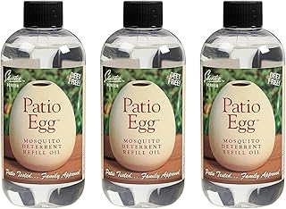 Skeeter Screen 90602 Patio Egg Refill Oil – 8 Fl Oz (3 Pack) – Essential Oil Blend with Geraniol & Lemongrass – for Use with Patio Egg Diffuser – DEET-Free, Long-Lasting, Natural Scent