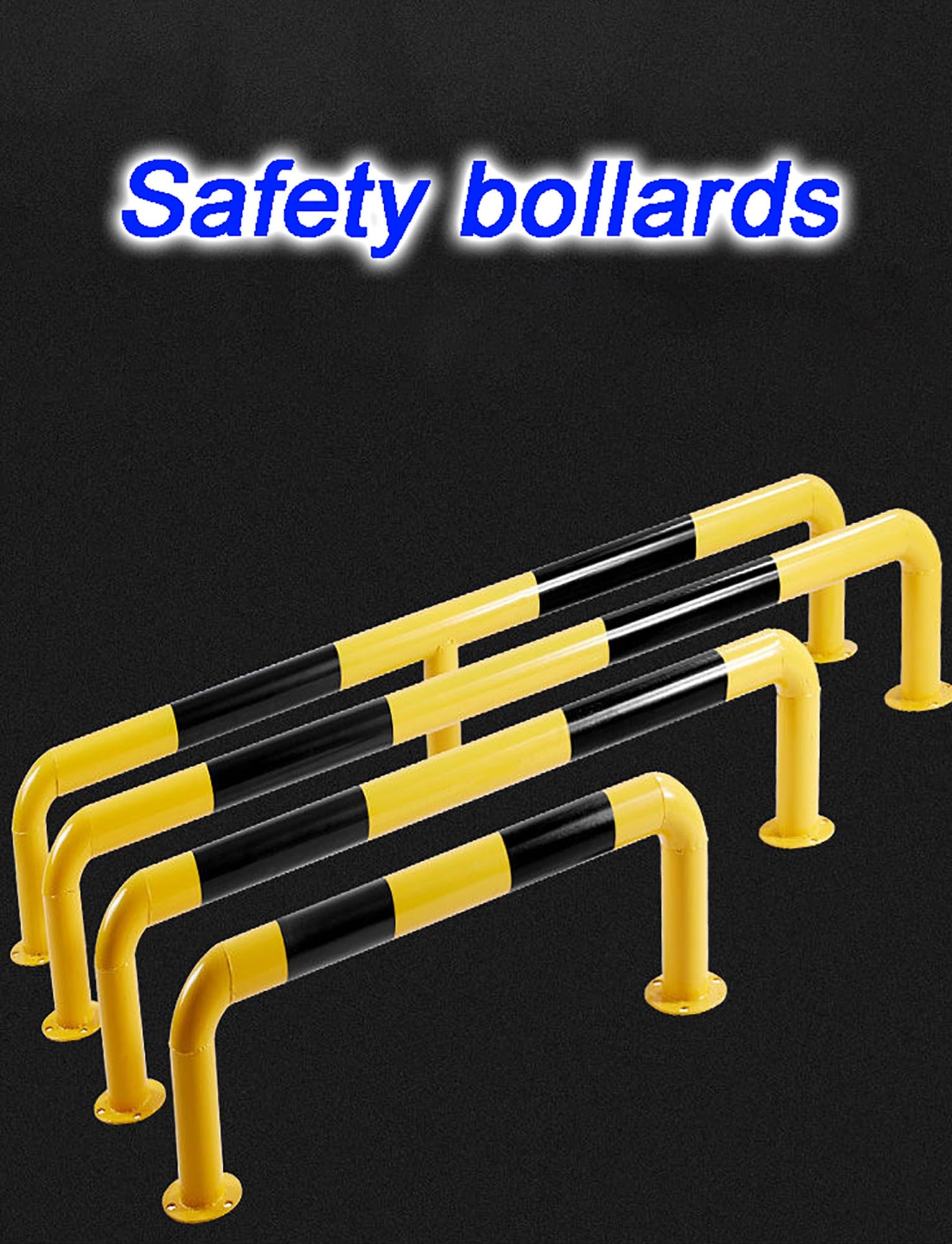 Kit de bolardos de barrera en U resistente con tiras reflectantes para garaje, entrada y seguridad al aire libre