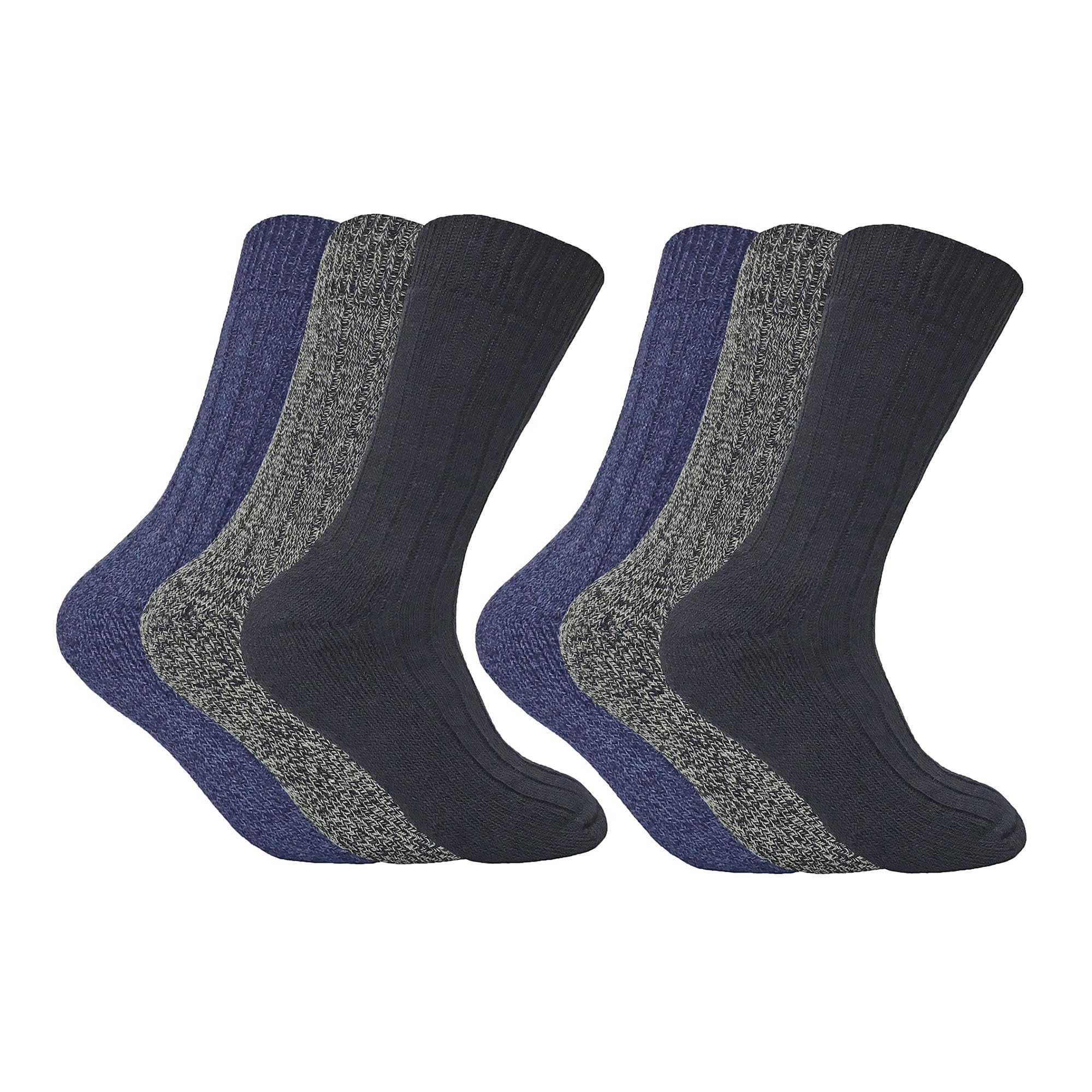 Sock Snob Men's Blue 6 Pack Thick And Warm Wool Socks | | Thermal Winter Padded Hiking Boot Socks For (6-11, )