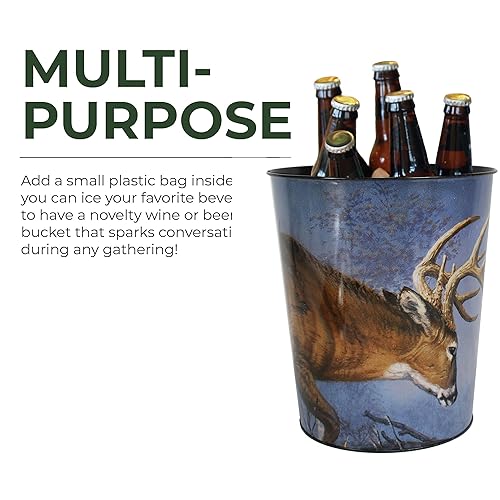 Miniatura 6 de Rivers Edge Products Cesta de basura de metal, cubo de basura pequeño de 10 pulgadas, novedoso bote de basura para oficina, cocina, baño o