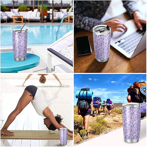 Miniatura 7 de Linda botella de acero inoxidable de ornitorrinco morado con popote y popote resistente a las fugas, tazas para mujeres para exteriores, vaso