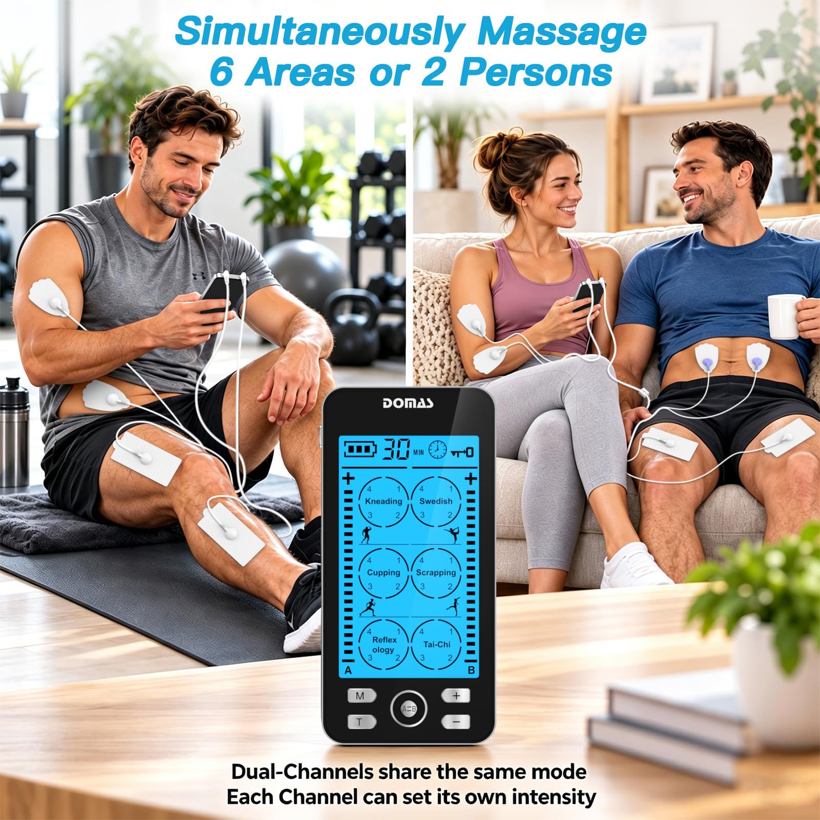 24 Modes TENS Unit Muscle Stimulator with 3.75’’ Large Screen,TENS Machine with 12 Pads & Rechargeable Electronic Pulse Massager Muscle Massager for Shoulder, Neck, Back Pain Relief & Muscle Recovery — Amazon image 5