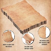 Vista 4 de Harloon 100 piezas de papel de acuarela de algodón vintage de aspecto antiguo, cartulina en blanco de 200 GSM grueso con borde deckle anticuado