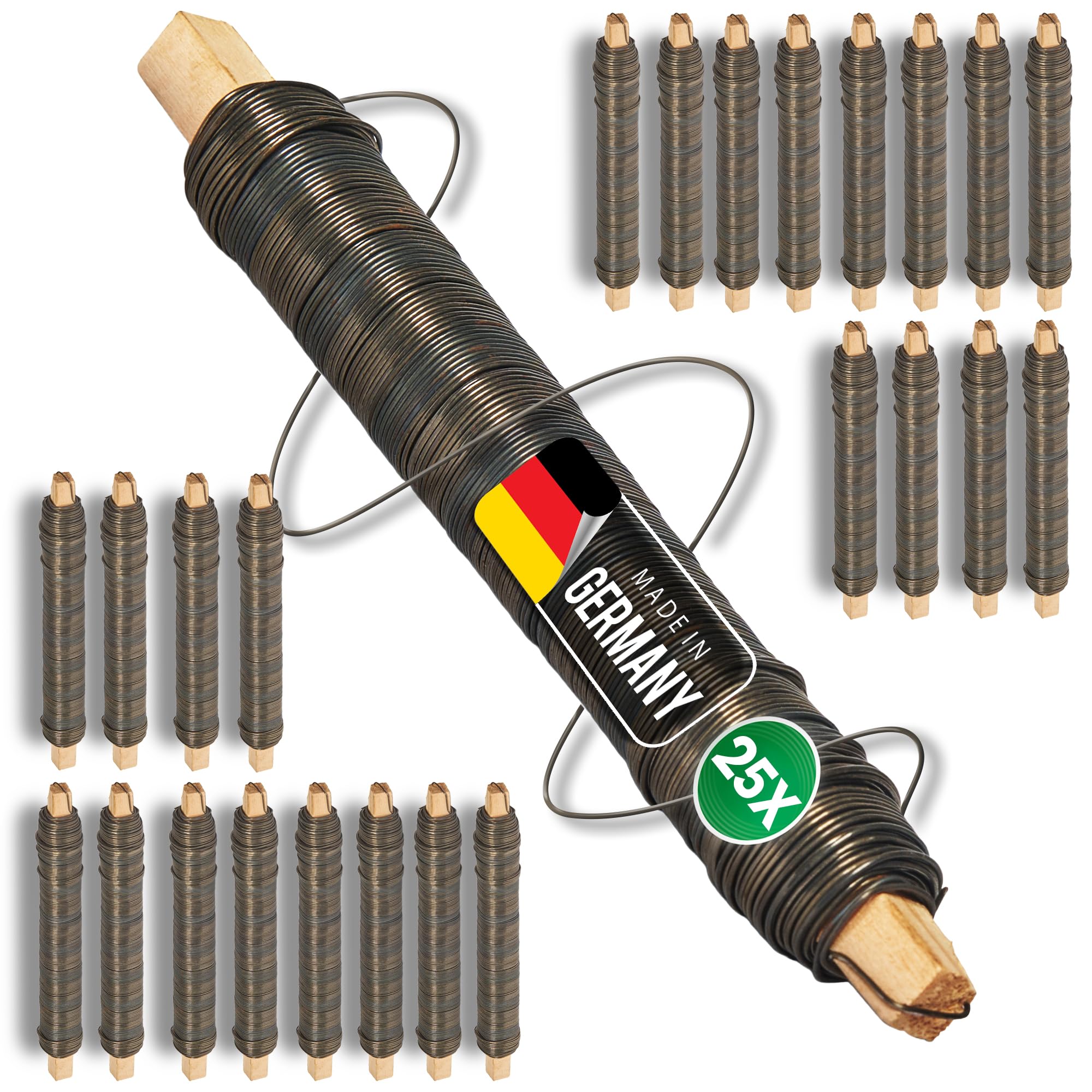 Novatool - 25 fili intrecciati, 0,65 mm, per bricolage, per fioristi, fili di legatura, filo di legatura, filo di giunzione girevole, antiruggine